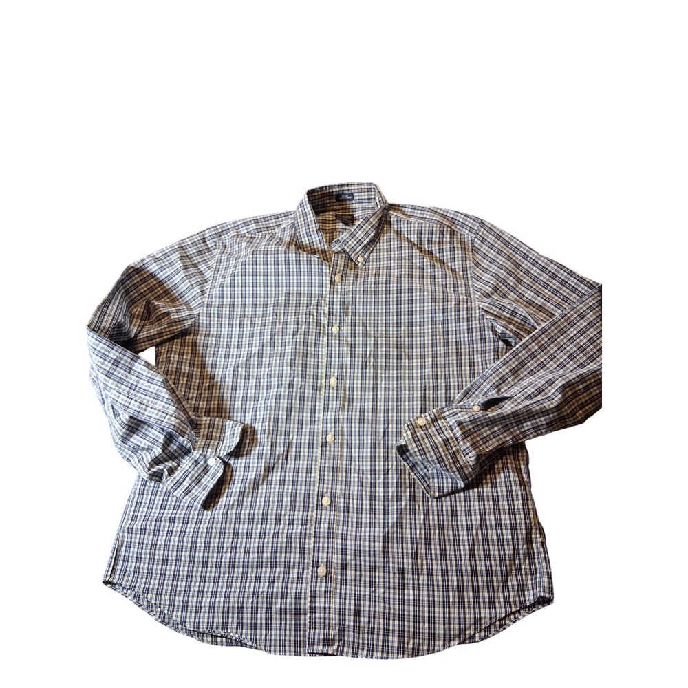 J.Crew Performance Slim Untucked Plaid Button Down Shirt Mens XL Blue Yellow